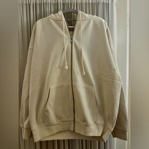 BRANDY MELVILLE John Galt Christy Hoodie Oversized Full-Zip Jacket Off-White